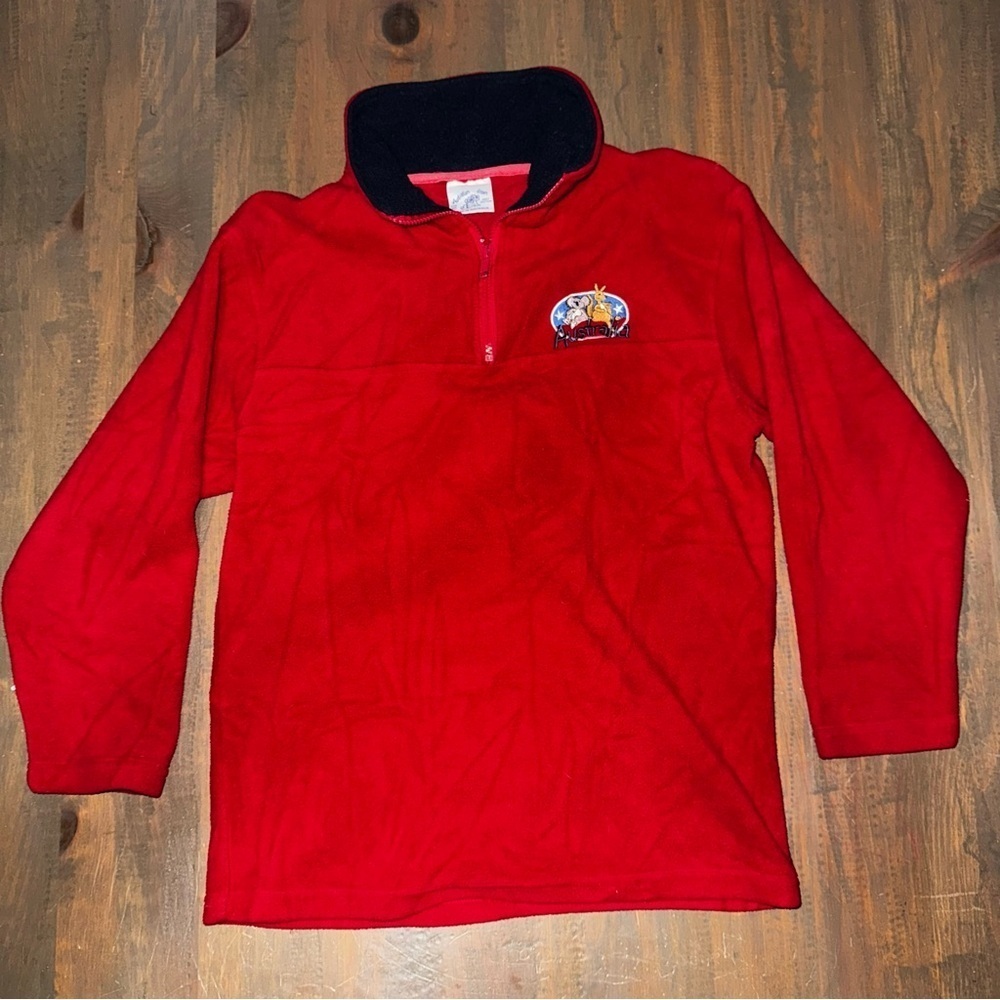 Vtg Embroidered Children’s 1/4 Zip Fleece Made In Australia Kangaroo Koala Sz 10